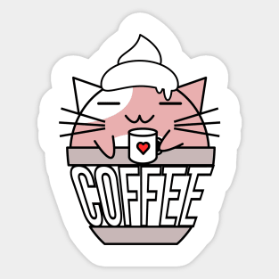 Meowcha in cup pink Sticker